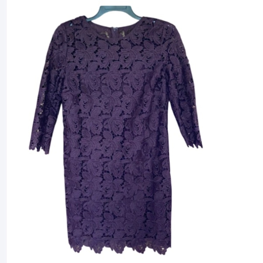 Loft embroidered floral crochet lace like outer layer dress size 0